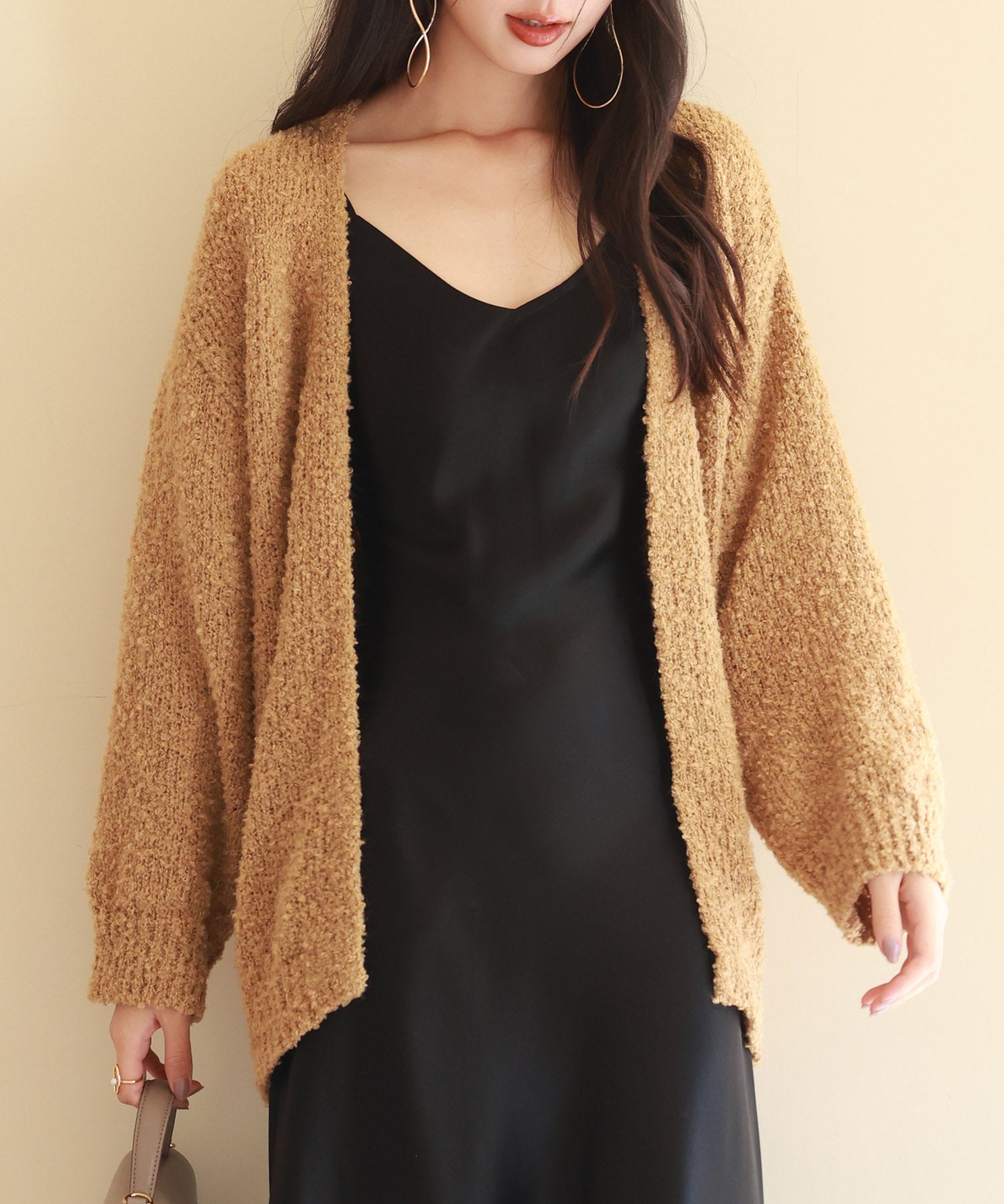 ドロップショルダーニットカーディガンsdpxyf6576 ブラウン