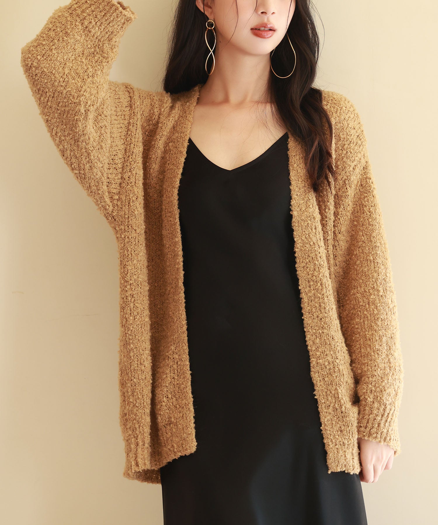 ドロップショルダーニットカーディガンsdpxyf6576 ブラウン