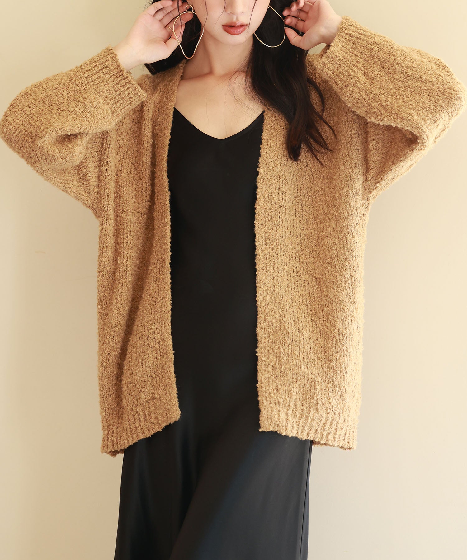 ドロップショルダーニットカーディガンsdpxyf6576 ブラウン