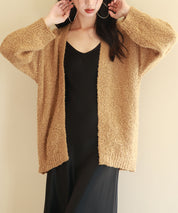 ドロップショルダーニットカーディガンsdpxyf6576 ブラウン