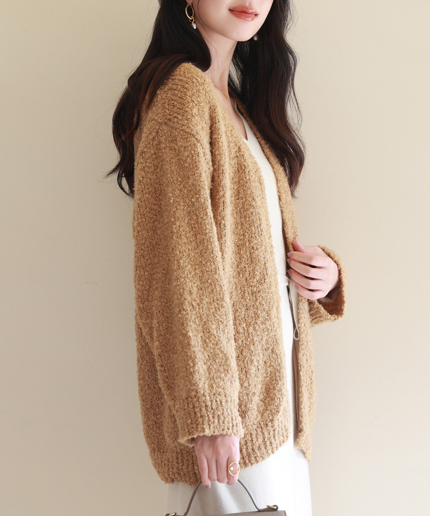 ドロップショルダーニットカーディガンsdpxyf6576 ブラウン