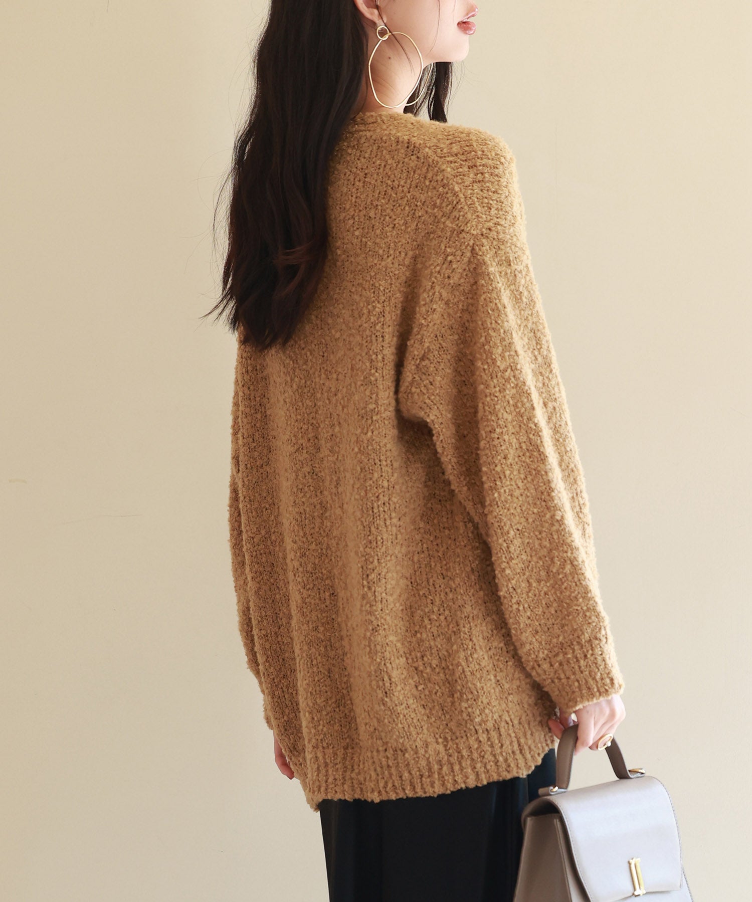 ドロップショルダーニットカーディガンsdpxyf6576 ブラウン