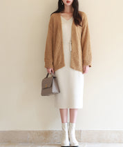 ドロップショルダーニットカーディガンsdpxyf6576 ブラウン