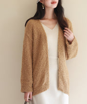 ドロップショルダーニットカーディガンsdpxyf6576 ブラウン