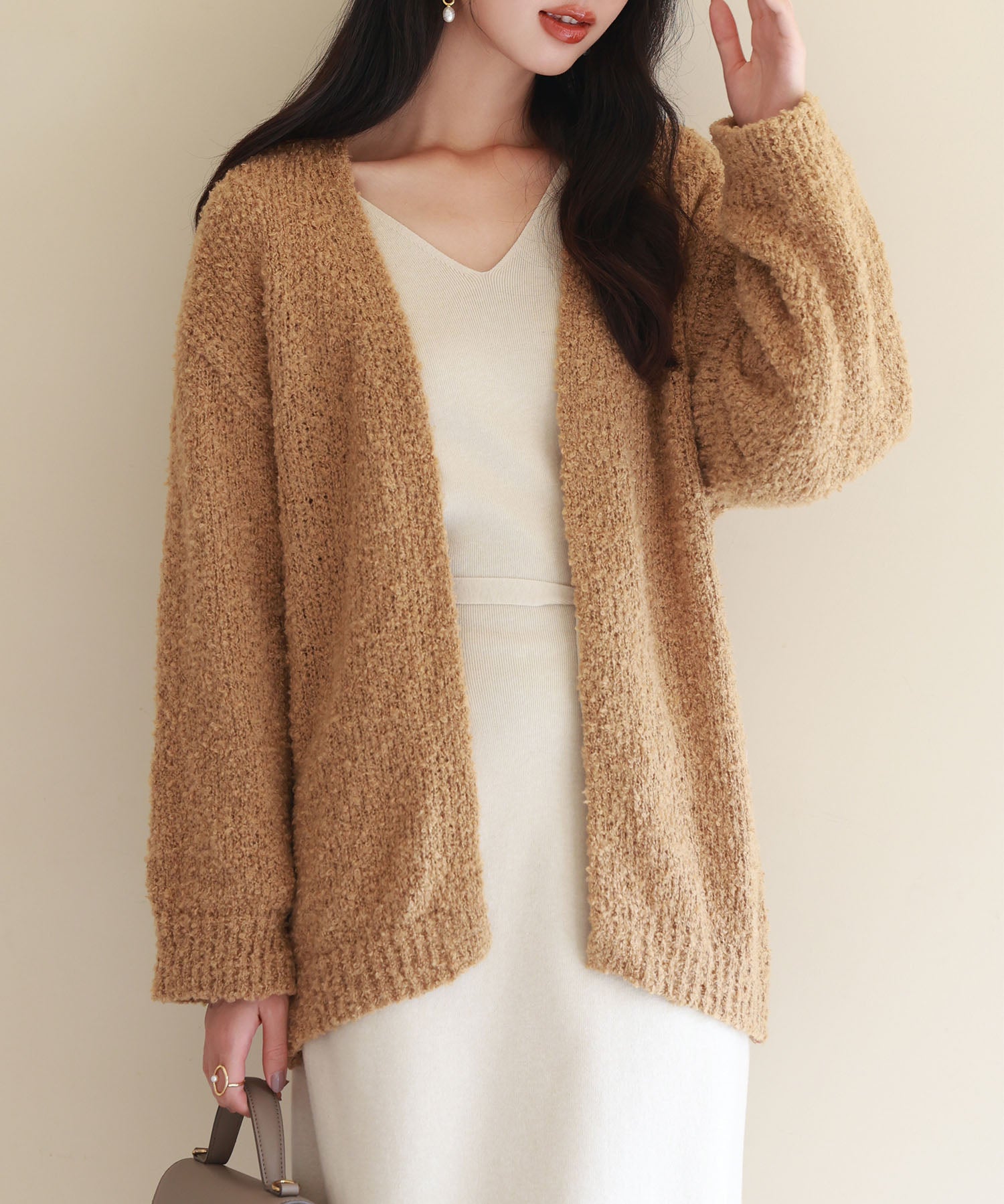 ドロップショルダーニットカーディガンsdpxyf6576 ブラウン