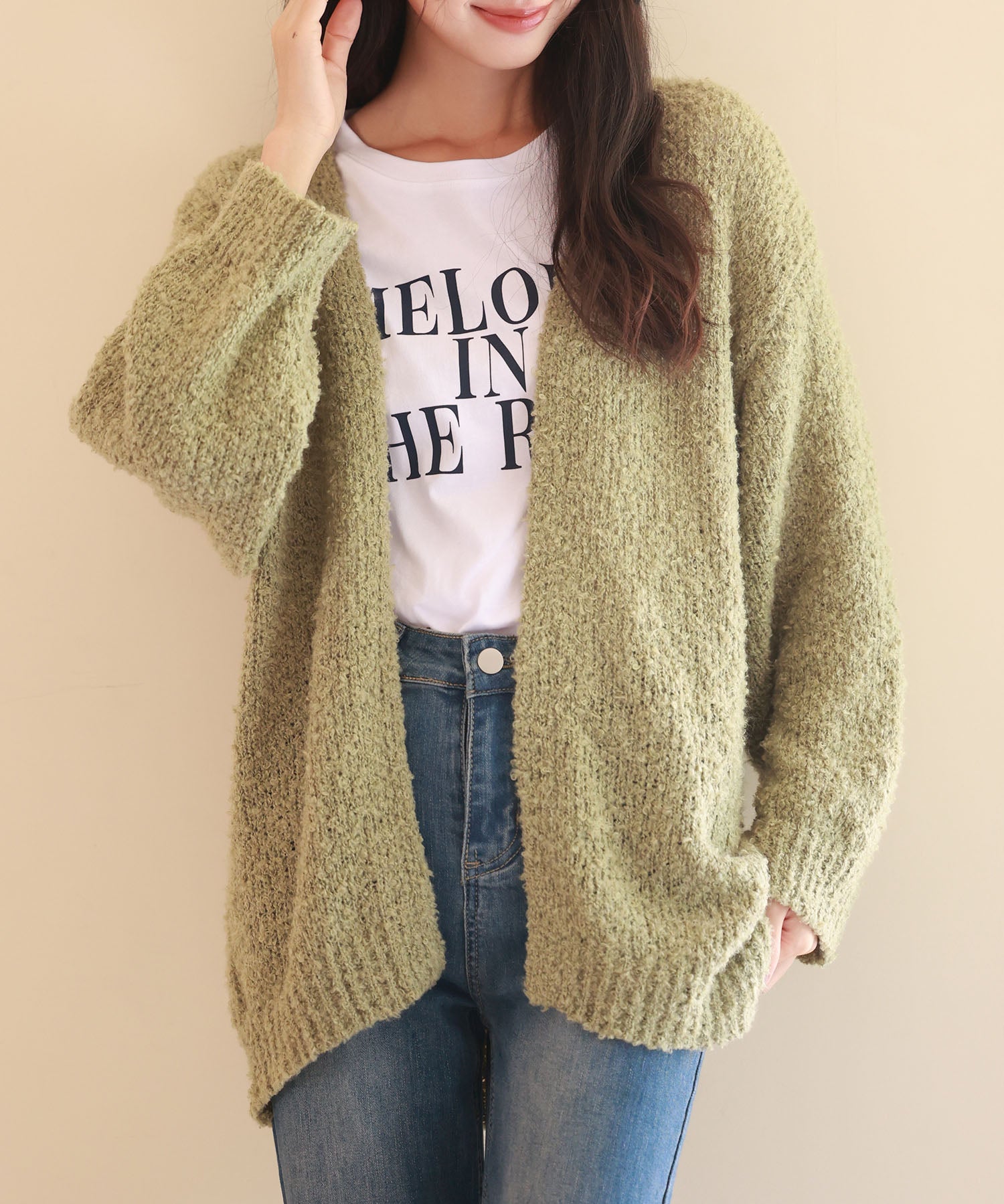 ドロップショルダーニットカーディガンsdpxyf6576 グリーン