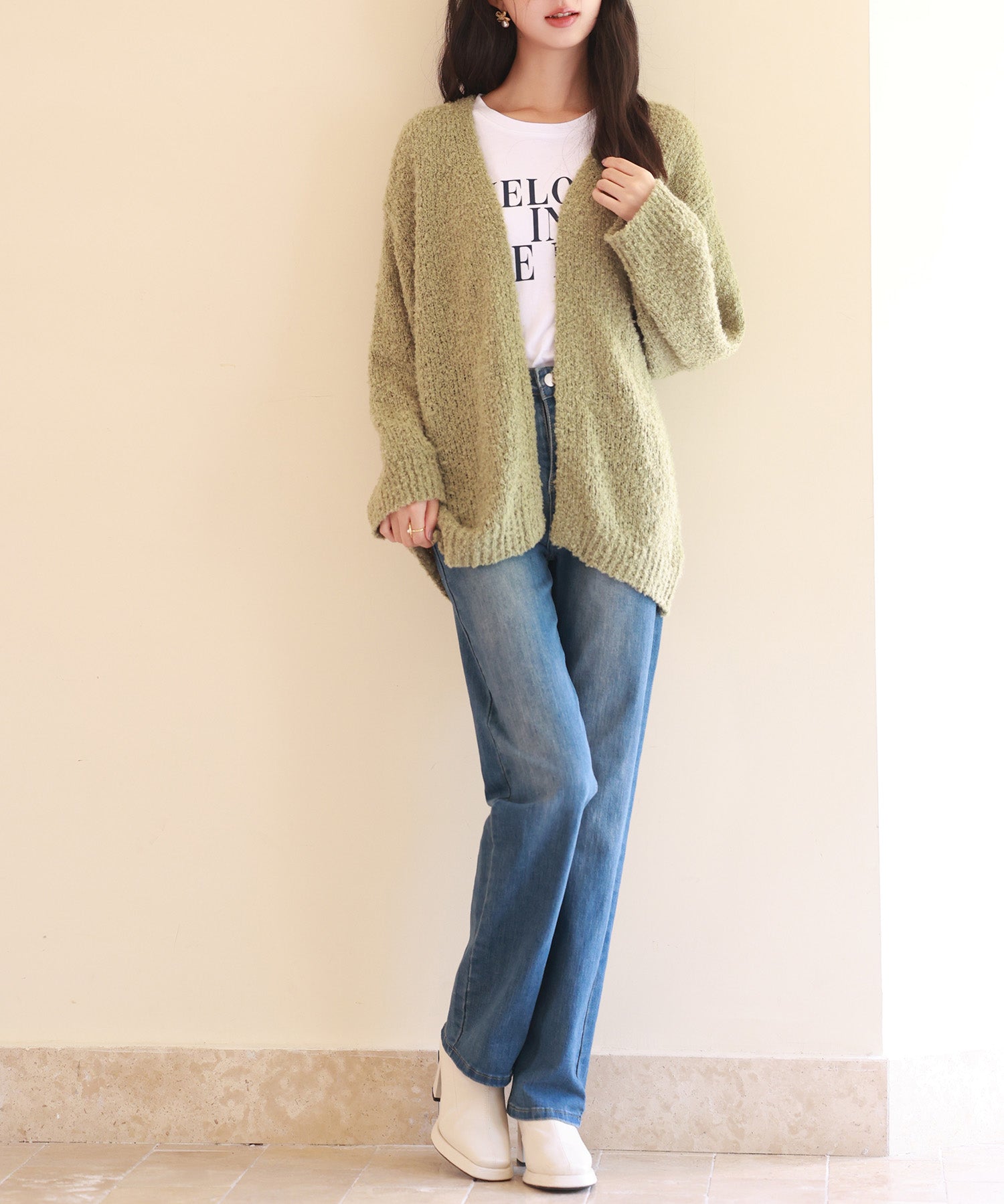 ドロップショルダーニットカーディガンsdpxyf6576 グリーン