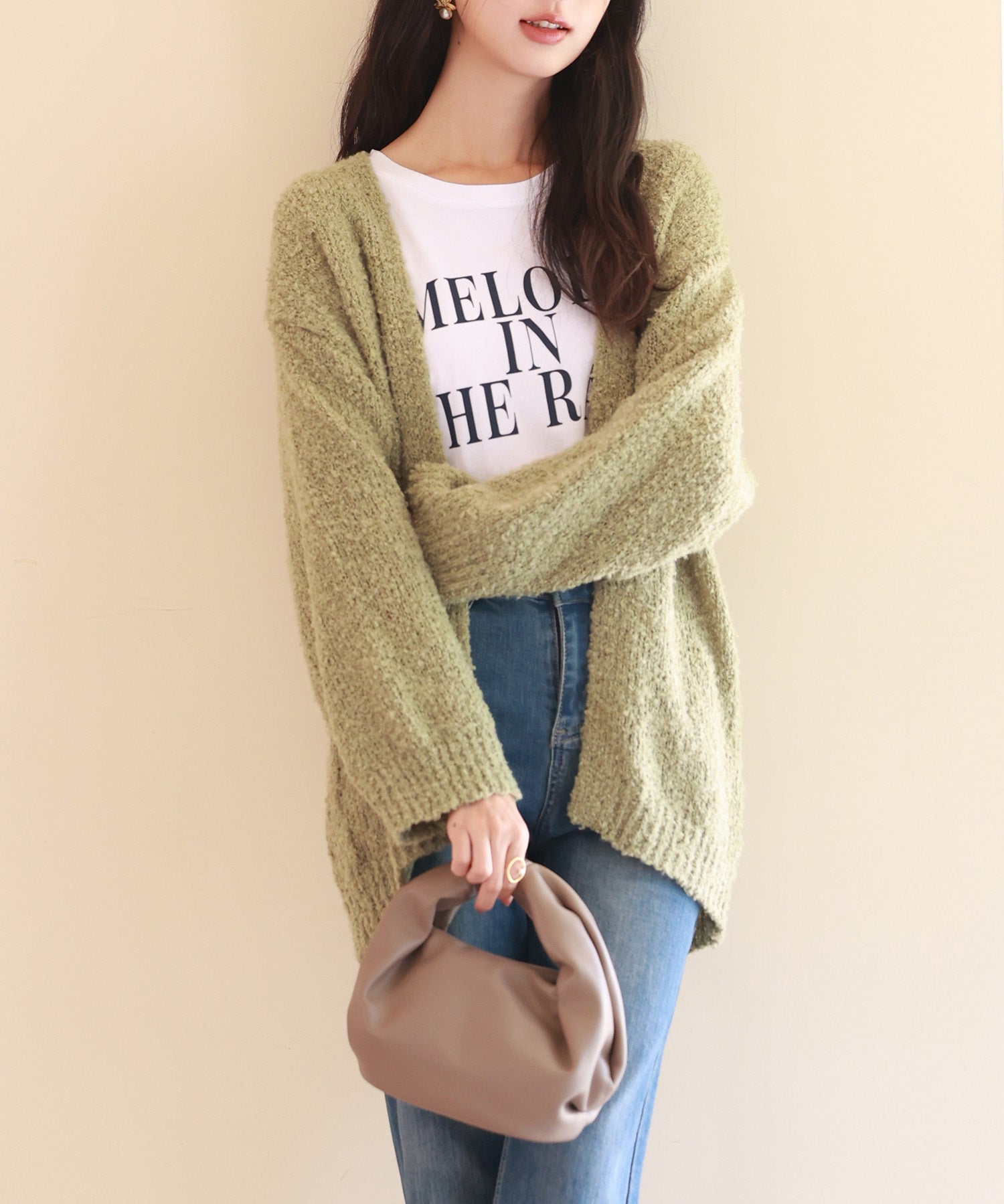 ドロップショルダーニットカーディガンsdpxyf6576 グリーン