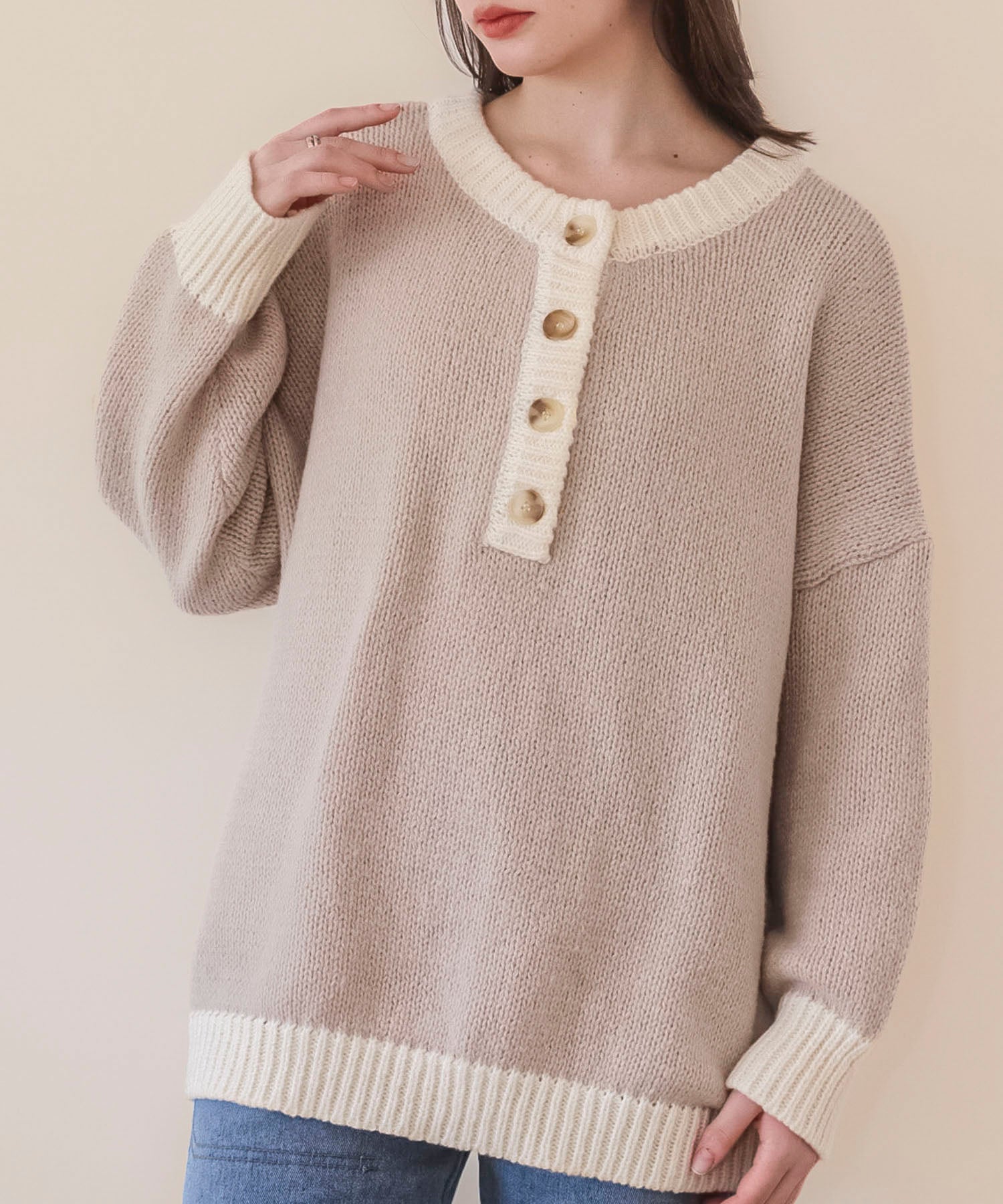 前後2way配色ニットプルオーバーsdpxyf6579-101-14