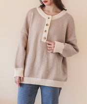 前後2way配色ニットプルオーバーsdpxyf6579 ベージュ