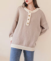 前後2way配色ニットプルオーバーsdpxyf6579 ベージュ