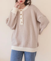 前後2way配色ニットプルオーバーsdpxyf6579 ベージュ