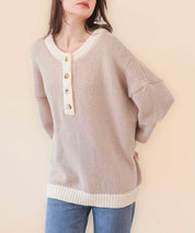 前後2way配色ニットプルオーバーsdpxyf6579 ベージュ