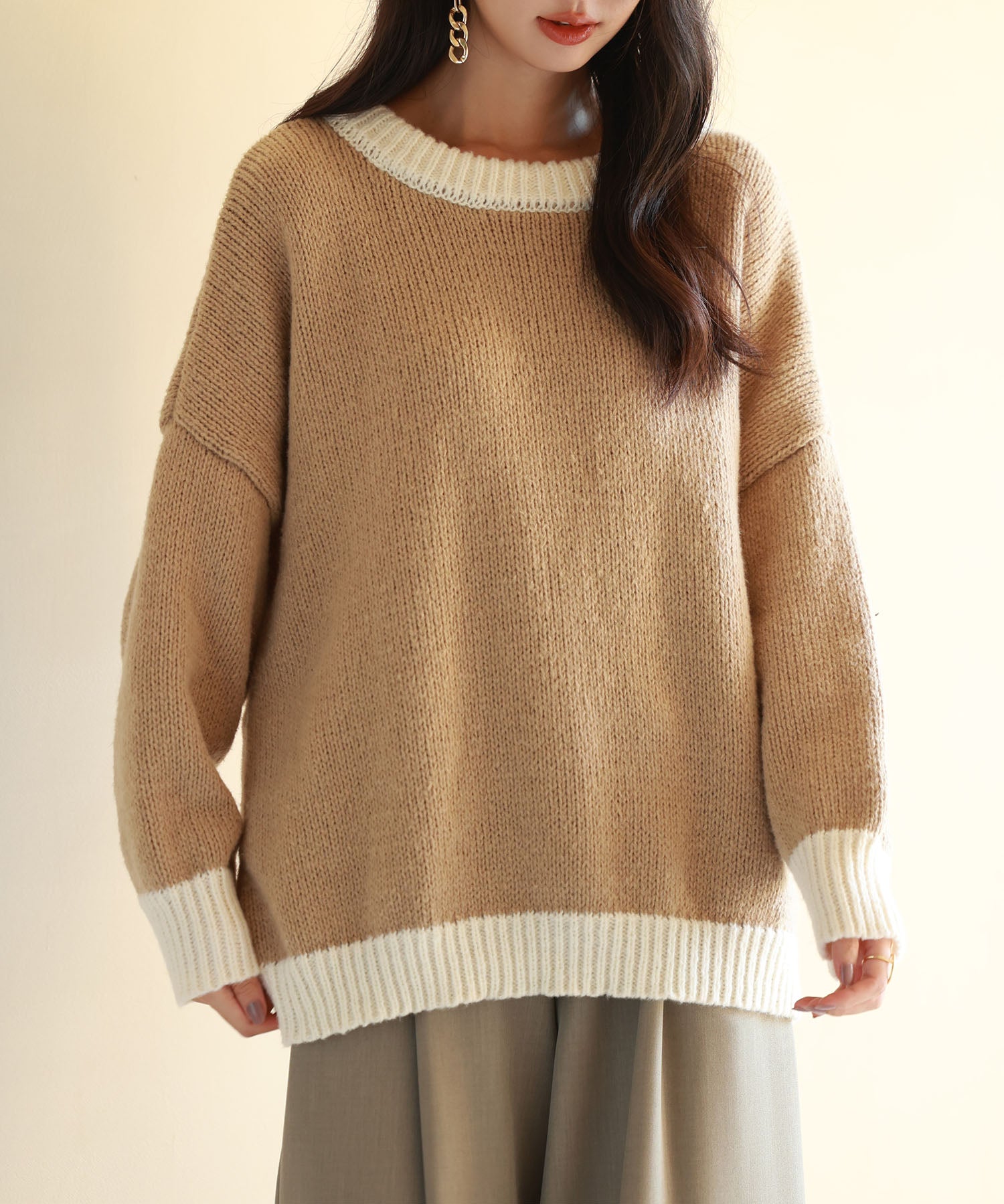 前後2way配色ニットプルオーバーsdpxyf6579-101-17