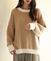 前後2way配色ニットプルオーバーsdpxyf6579 ブラウン