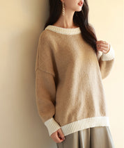 前後2way配色ニットプルオーバーsdpxyf6579 ブラウン