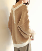 前後2way配色ニットプルオーバーsdpxyf6579 ブラウン