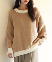 前後2way配色ニットプルオーバーsdpxyf6579 ブラウン