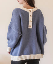 前後2way配色ニットプルオーバーsdpxyf6579 ブルーグレー