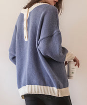 前後2way配色ニットプルオーバーsdpxyf6579 ブルーグレー