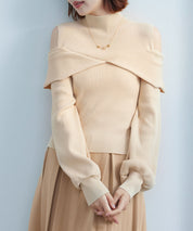 オープンショルダープチハイネックニットプルオーバーsdpxyf6582 ベージュ