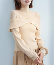 オープンショルダープチハイネックニットプルオーバーsdpxyf6582 ベージュ