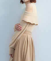 オープンショルダープチハイネックニットプルオーバーsdpxyf6582 ベージュ