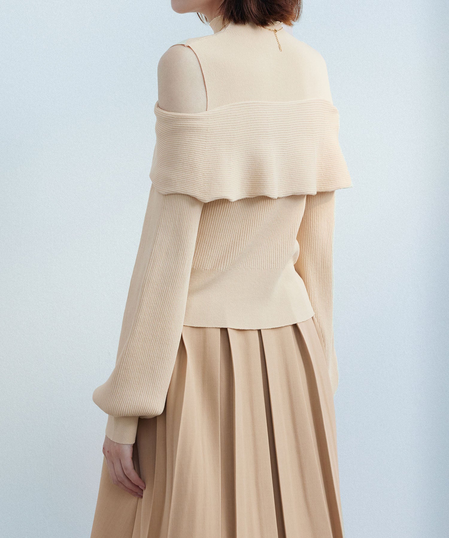 オープンショルダープチハイネックニットプルオーバーsdpxyf6582 ベージュ