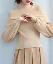 オープンショルダープチハイネックニットプルオーバーsdpxyf6582 ベージュ