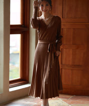 マトンスリーブカシュクールニットワンピースsdpxyf7005-103-17