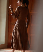 マトンスリーブカシュクールニットワンピースsdpxyf7005 ブラウン