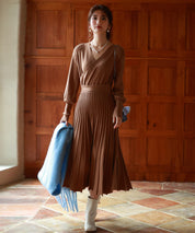 マトンスリーブカシュクールニットワンピースsdpxyf7005 ブラウン