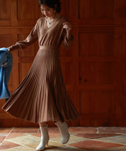 マトンスリーブカシュクールニットワンピースsdpxyf7005 ブラウン