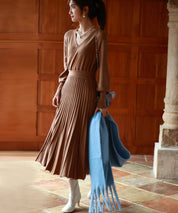 マトンスリーブカシュクールニットワンピースsdpxyf7005 ブラウン