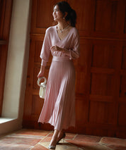 マトンスリーブカシュクールニットワンピースsdpxyf7005 ピンク