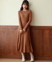 レイヤード風プリーツニットワンピースsdpxyf7017-103-17