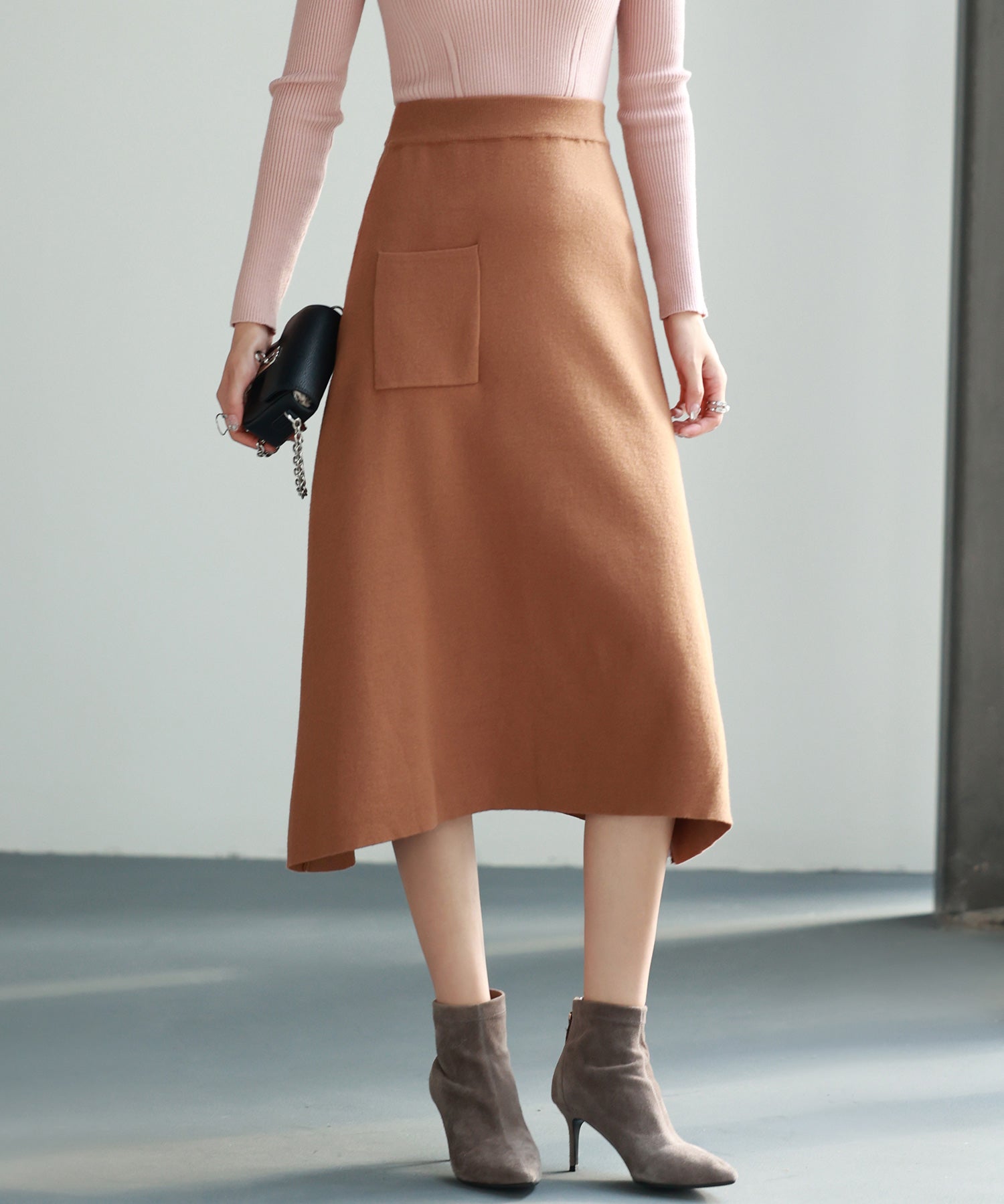 イレギュラーヘムニットフレアスカートsdpxyf7028 ブラウン