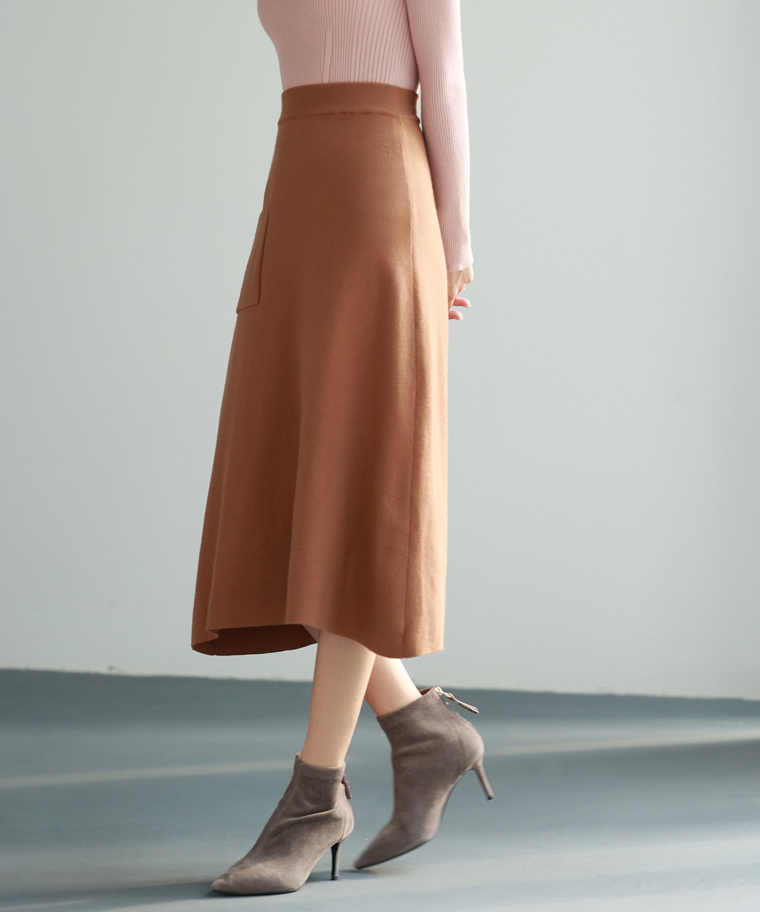 イレギュラーヘムニットフレアスカートsdpxyf7028 ブラウン