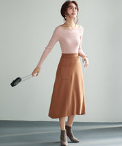 イレギュラーヘムニットフレアスカートsdpxyf7028 ブラウン