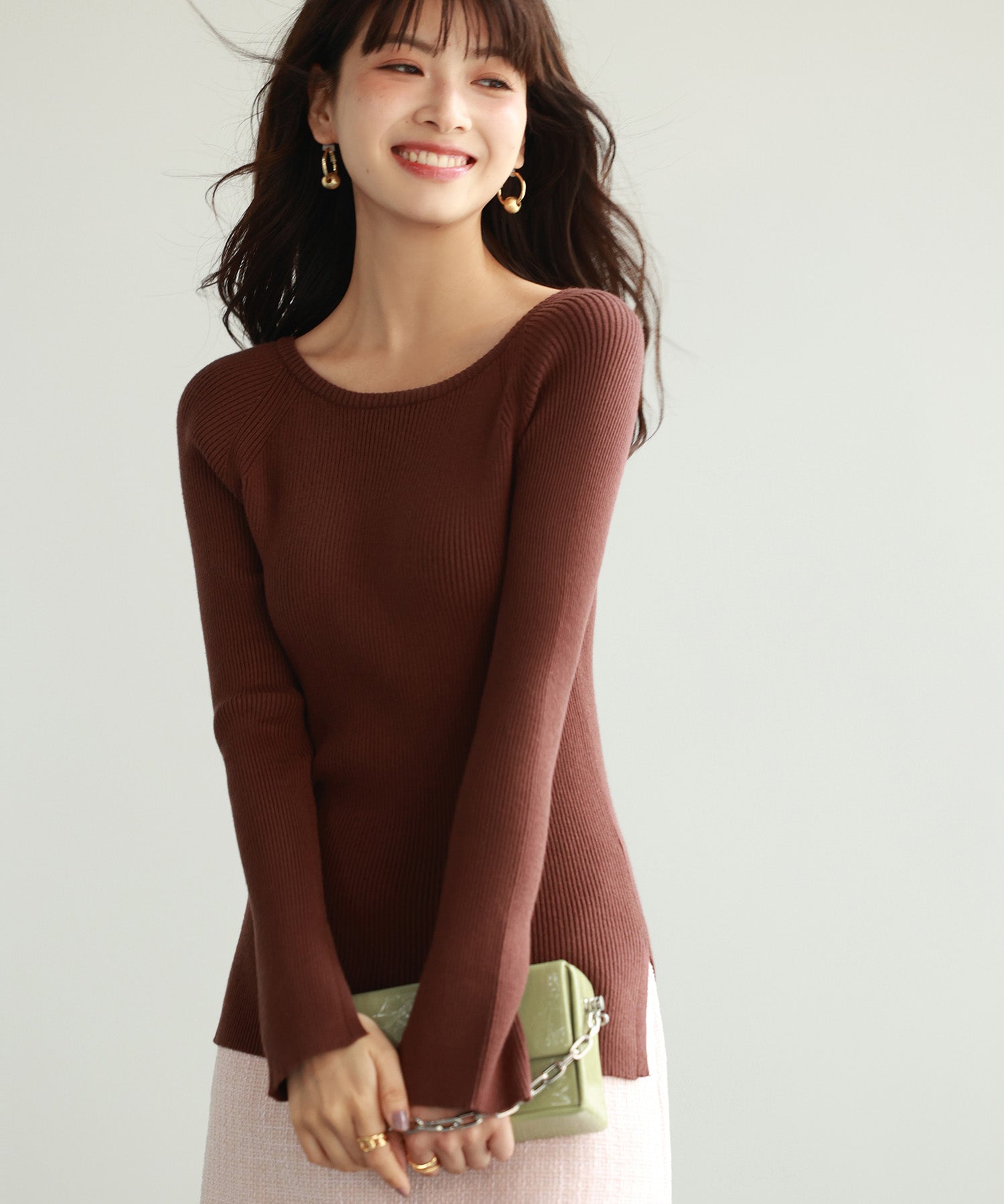 大定番リブニットプルオーバーsdpxyf7038 ブラウン