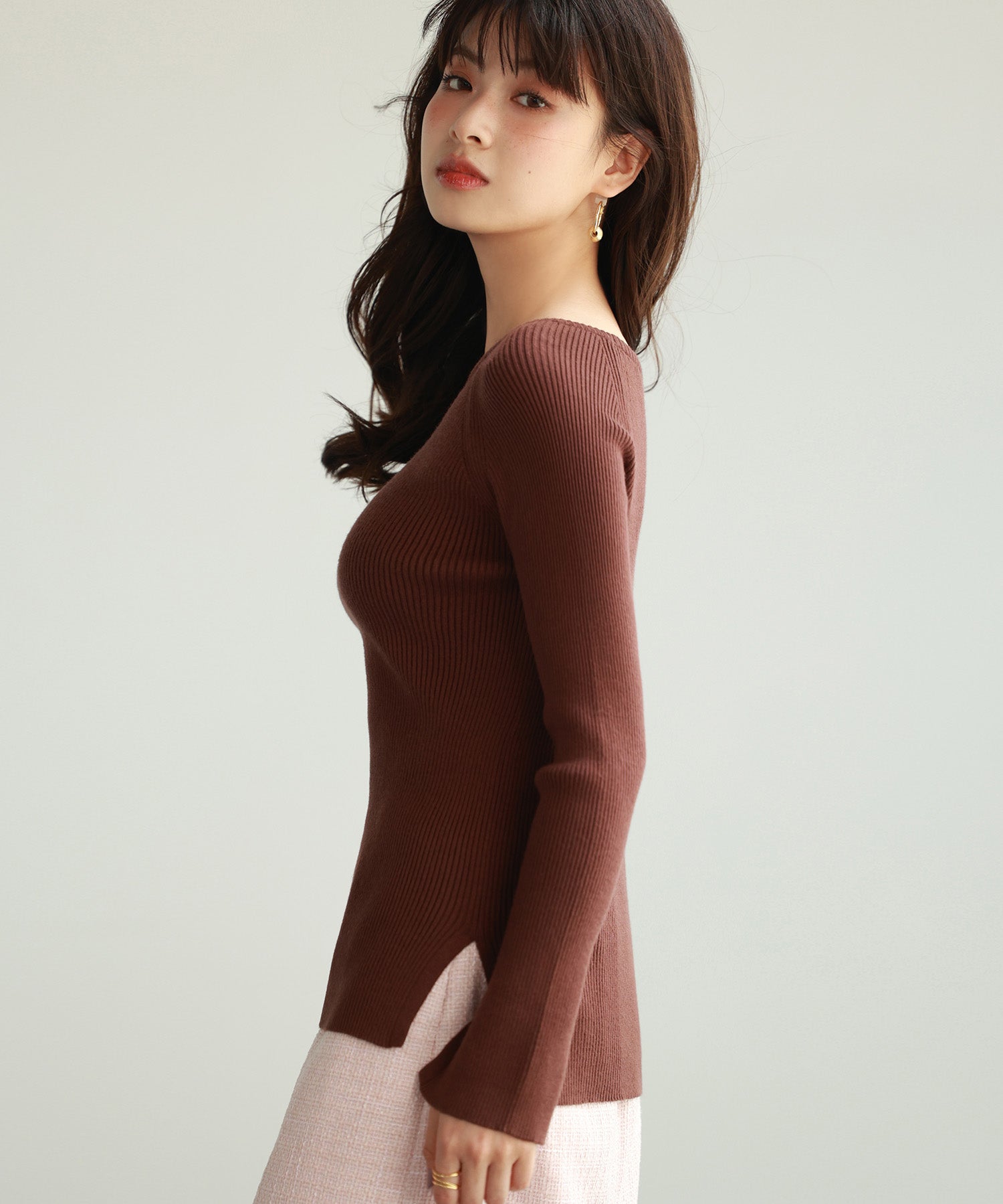 大定番リブニットプルオーバーsdpxyf7038 ブラウン