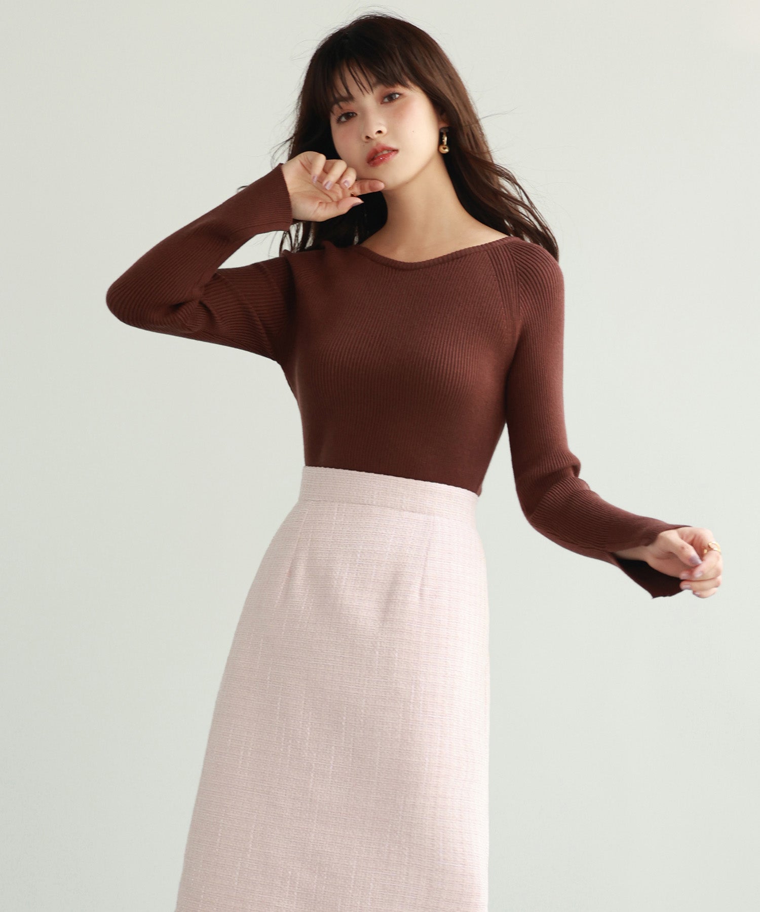 大定番リブニットプルオーバーsdpxyf7038 ブラウン