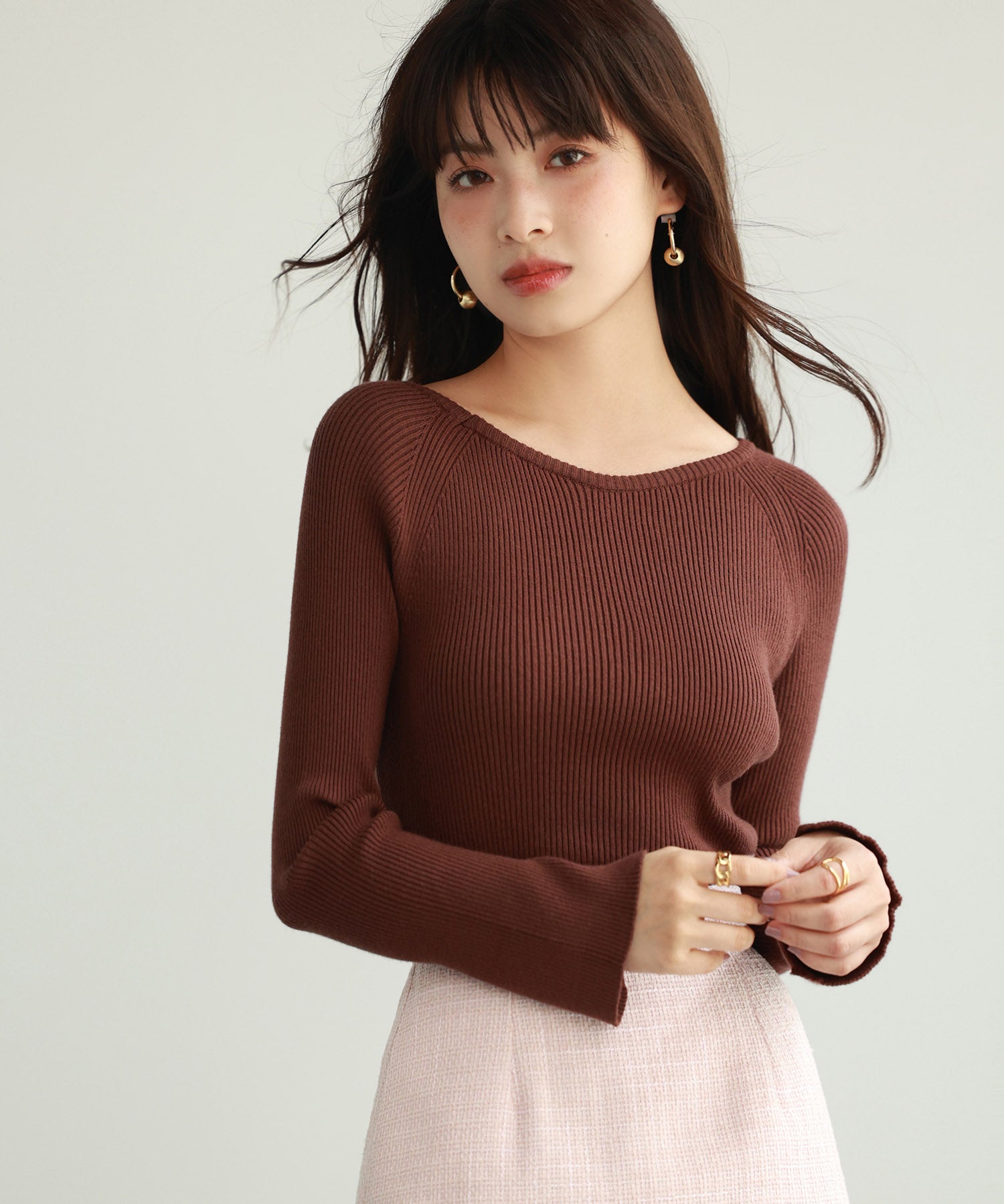 大定番リブニットプルオーバーsdpxyf7038 ブラウン