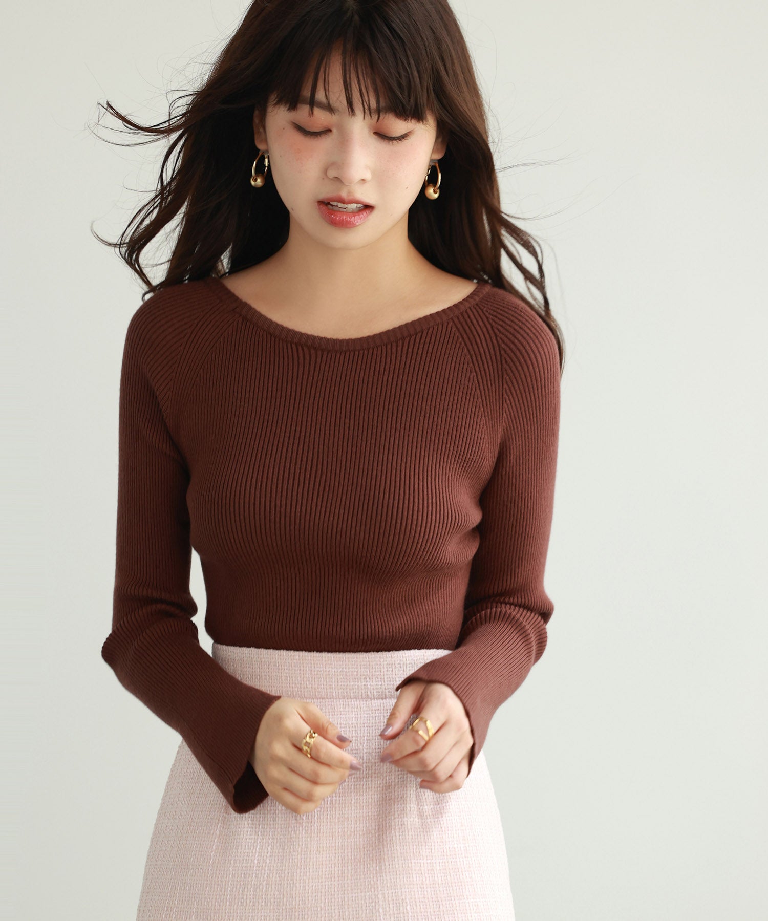 大定番リブニットプルオーバーsdpxyf7038 ブラウン