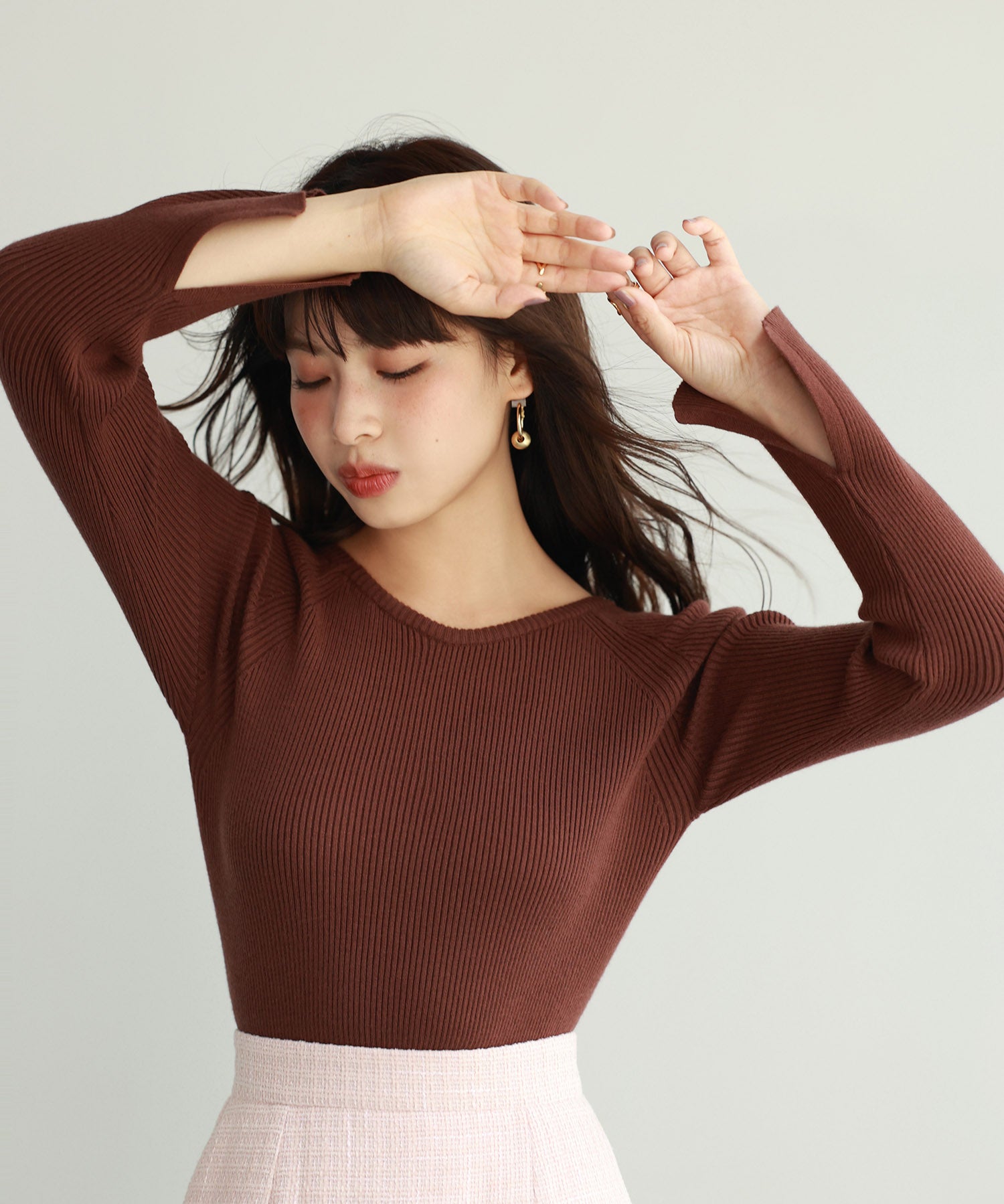 大定番リブニットプルオーバーsdpxyf7038 ブラウン