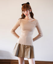 イレギュラーネックニットプルオーバーsdpxyf7042 ベージュ