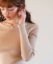 イレギュラーネックニットプルオーバーsdpxyf7042 ベージュ