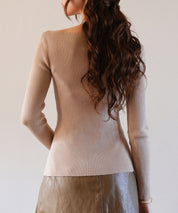 イレギュラーネックニットプルオーバーsdpxyf7042 ベージュ