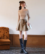 イレギュラーネックニットプルオーバーsdpxyf7042 ベージュ