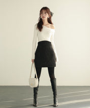 イレギュラーネックニットプルオーバーsdpxyf7042 ホワイト